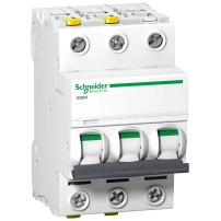 Миниатюрен прекъсвач (MCB), Acti9 iC60N, 3P, 63A, C крива, 6000A (IEC 60898-1), 10kA (IEC 60947-2), двойна клема