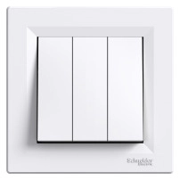 Троен ключ, бял Asfora 3-circuit switch w frame white