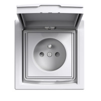SCHNEIDER ELECTRIC Single socket outlet with pin earth - 16A lid, shutters, IP44, white