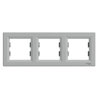 SCHNEIDER ELECTRIC Horizontal 3-gang frame, Asfora, aluminium