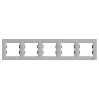 Рамка петорна Алум.Asfora-horizontal 5-gang frame-alu