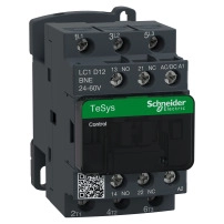 SCHNEIDER ELECTRIC Contactor, 3P, <=440V, 12A AC-3, 24-60V AC/DC coil