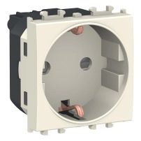 Easy Styl, socket-outlet, 2P + E with shutters, 2 modules, cream