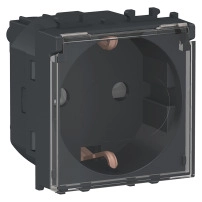 Easy Styl, socket-outlet, 2P + E with shutters, 2 modules, black