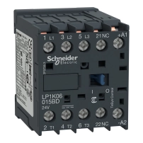 SCHNEIDER ELECTRIC Contactor TeSys K - 3P,AC-3, 440V, 12A, 1NC aux, 220V DC coil