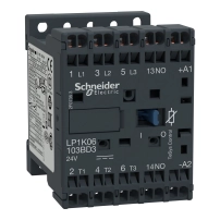 Контактор, TeSys K, 3P, AC-3/AC-3e, 440V, 12A, 1NO aux, 24V DC coil,with integral suppression device