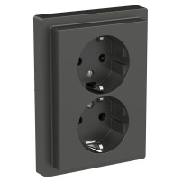 Двоен контакт, Merten System Design, цялостен продукт, 2P + E, 16A, Schuko, безвинтови клеми, антрацит