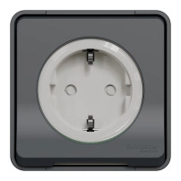 Контакт Шуко ОМ Антрацит безвин.Mureva outlet w sideE screwl surface gr