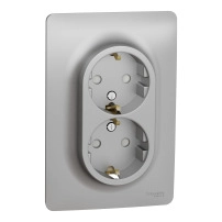Двоен контакт Шуко, Алумин. Double socket German 2P+E 16A screw
