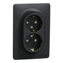 Двоен контакт Шуко, Антрацит Double socket German 2P+E 16A screw