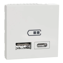 Двойно USB зарядно 2.0, A+C, бял