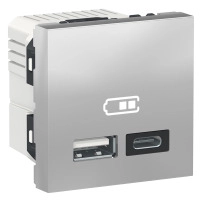Двойно USB зарядно 2.0, A+C, алуминий