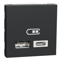 Двойно USB зарядно 2.0, A+C, антрацит
