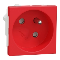 Контакт фр. стандарт 2м.,45, червен French SO 2P+E 45є 16A 4TxP screwless