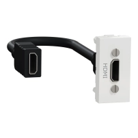 Аудио видео розетка, New unica, HDMI, предварително окабелен, 1 модул, бял