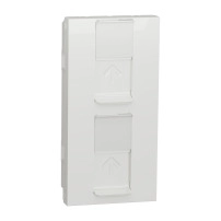 Капачка за New unica, 2xRJ45, SOne, 45x90, прав, със защита, бял