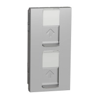 Капачка за New unica, 2xRJ45, SOne, 45x90, прав, със защита, алуминий