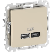 USB зарядно A+C, 3A, 45W, крем