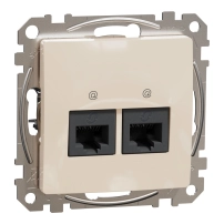 Двоен изход за данни CAT 5E UTP, RJ45, крем