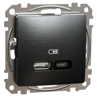 USB зарядно, Sedna Design & Elements, тип A+C, 3A, 21W, PD PPS, PRO, драскан титан