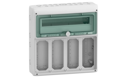 Табло за захранващ излаз с блокировка Mureva, 1x5 модулула 1 отвор 103x225mm, (W)138mm x (H)460mm, без клемен блок