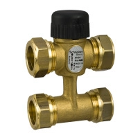 VZ408C Zone Valve, 3-Way with Bypass, PN16, DN20, 22 mm O/D Compression, Kvs 2.5 m?/h, 2.5 mm Stroke.