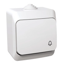 Еднопол.ключ бутон, бял, със звънец Cedar Plus IP44