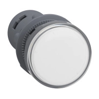 Easy Harmony XA2E, Сигнална лампа за машини, пластмаса, бял, O22, вграден LED, винтови клеми, 110 V AC/DC, без намеса