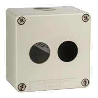 Harmony XAP, Empty control station, zinc alloy, grey, 2 cut-outs, O22, 80 x 80 x 51.5 mm