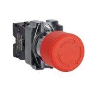 Complete emergency switching off push button, Easy Harmony XB2, metal, red, mushroom 30mm, 22mm, turn to release, 1NC