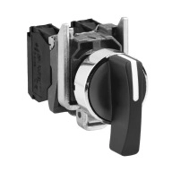 SCHNEIDER ELECTRIC Selector switch, metal, black, 22mm, long handle, 3 position, stay put, 2NO