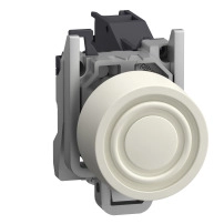 Цялостен бутон, Harmony XB4 - ATEX D, бял с капаче, метален, 22mm,  пружинно връщане, 1NO