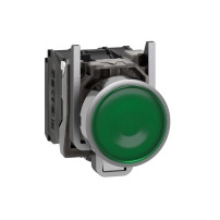 SCHNEIDER ELECTRIC Illuminated push button, metal, green flush, 22mm, LED, 1NO+1NC, 24V AC/DC