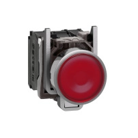 SCHNEIDER ELECTRIC Illuminated push button, red flush, 22mm, LED, 1NO+1NC, 24V AC/DC