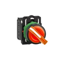 SCHNEIDER ELECTRIC Illuminated selector switch, orange, 22mm, LED, 2 positions, 1NO+1NC, 24V AC/DC