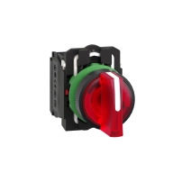 Ill Sel Switch plast red 22mm 3pos 24V