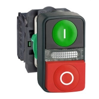 SCHNEIDER ELECTRIC Illuminated double headed push button, 22mm, 1NO + 1NC
