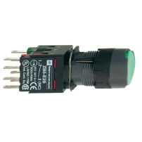 Зелен светещ бутон за открит монтаж O16, заключващ, 1NO+1NC 12...24V