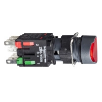 RED ILL PB FLUSH 1NO+1NC PLAIN LENS
