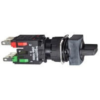 Complete selector switch, Harmony XB6, black square O 16 3 position stay put 1NO+1NC