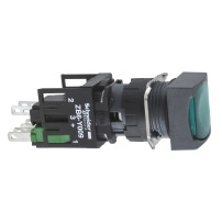 Светещ бутон, зелен, 16mm, пруж. връщане, 1NO, 12..24V