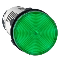 Harmony XB7, Сигнална лампа, кръгла O22 mm, зелена, вграден LED, 230...240 V, faston конектори
