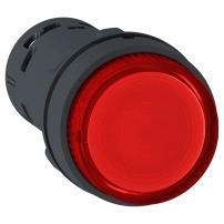 SCHNEIDER ELECTRIC Illuminated push button, red, 22mm, LED, push and push to release, 1NO, 24VAC
