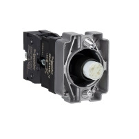 Light block with body and fixing collar, Easy Harmony XB2, metal, orange, bulb 24V DC LED, 24V AC DC, 1NO