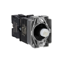 Light block with body and fixing collar, Easy Harmony XB2, metal, white, bulb 24V DC LED, 220V AC, 1NO