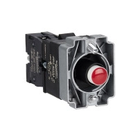 Light block with body and fixing collar, Easy Harmony XB2, metal, red, bulb 24V DC LED, 220V AC, 1NC