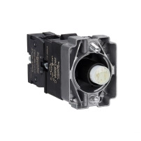 Light block with body and fixing collar, Easy Harmony XB2, metal, orange, bulb 24V DC LED, 220V AC, 1NO