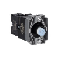 Light block with body and fixing collar, Easy Harmony XB2, metal, blue, bulb 24V DC LED, 220V AC, 1NO