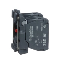SCHNEIDER ELECTRIC Contact block with body fixing collar, plastic, screw clamp terminal, 1NO+1NC